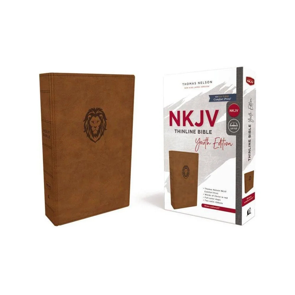 NKJV, Thinline Bible Youth Edition, Leathersoft, Brown, Red Letter, Comfort Print: Holy Bible, New King James Version by Thomas Nelson