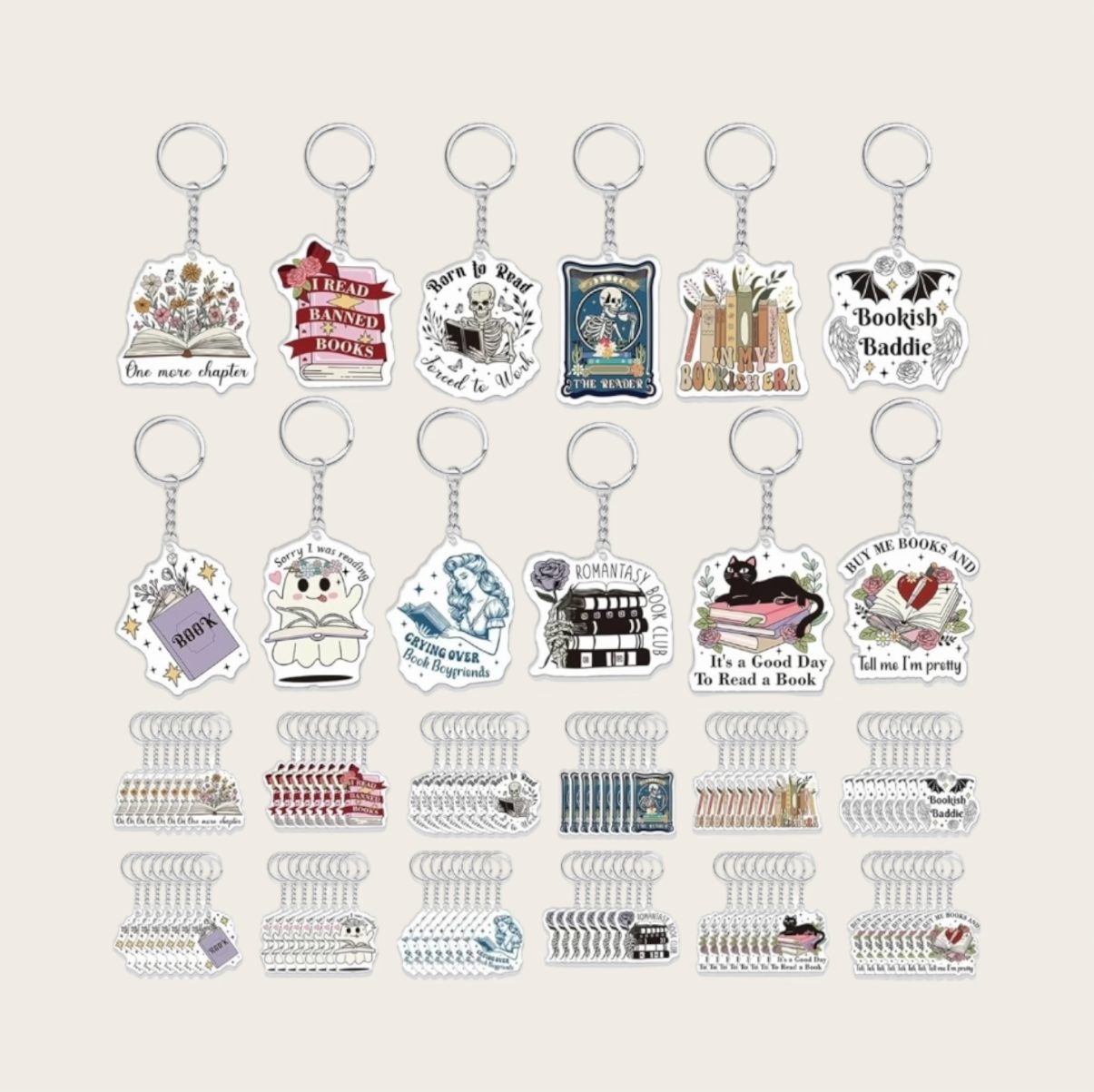 Book theme acrylic keychains
