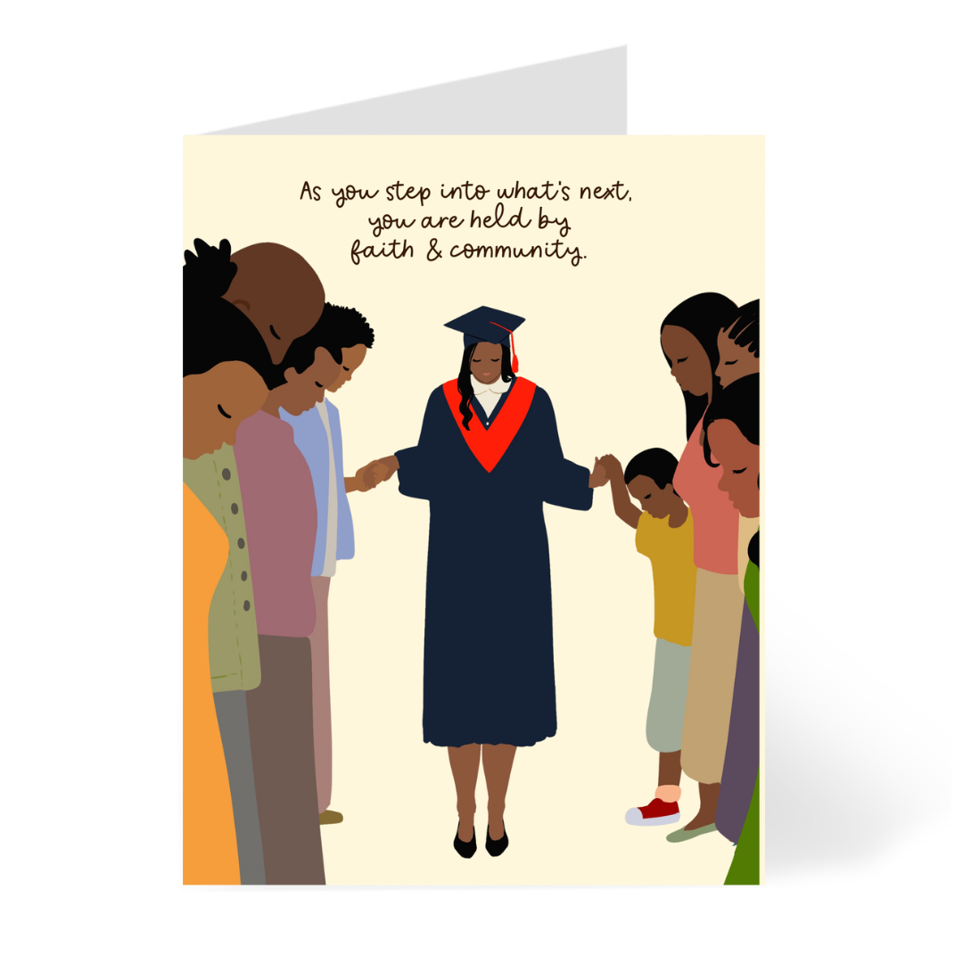 Faith and Community – Black Graduation Card