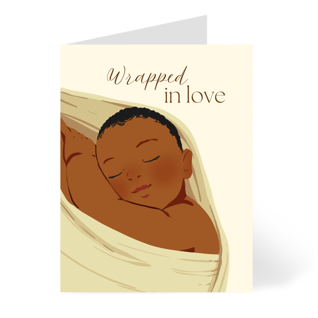 Wrapped in Love – Brown – New Baby Card